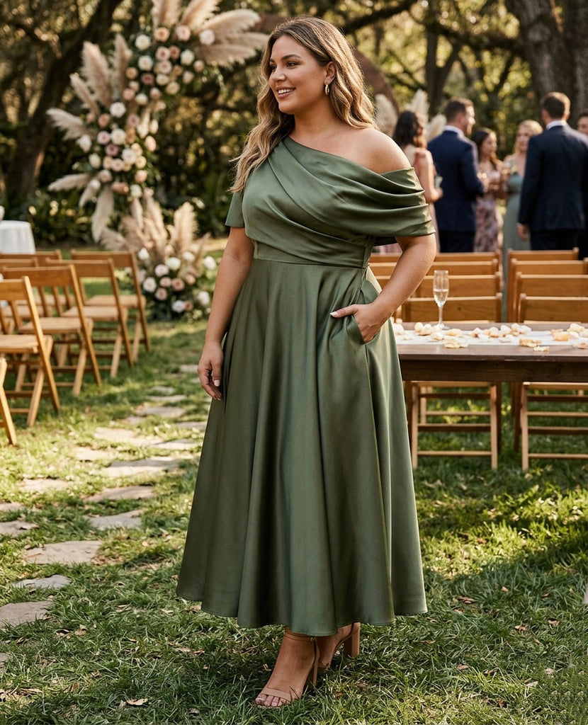 ankle length mother of the bride dresses plus size A-Line/Princess One-shoulder Half Sleeve Ankle-Length with Ruffles – After party dress for Size:US8 - Preorder filter-size: 12 Tea length Crafted from luxurious lace