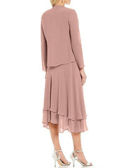 A-Line/Princess Round Neck Sleeveless Tea-Length Mother Of The Bride Dresses With Jacket