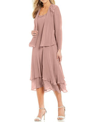 A-Line/Princess Round Neck Sleeveless Tea-Length Mother Of The Bride Dresses With Jacket