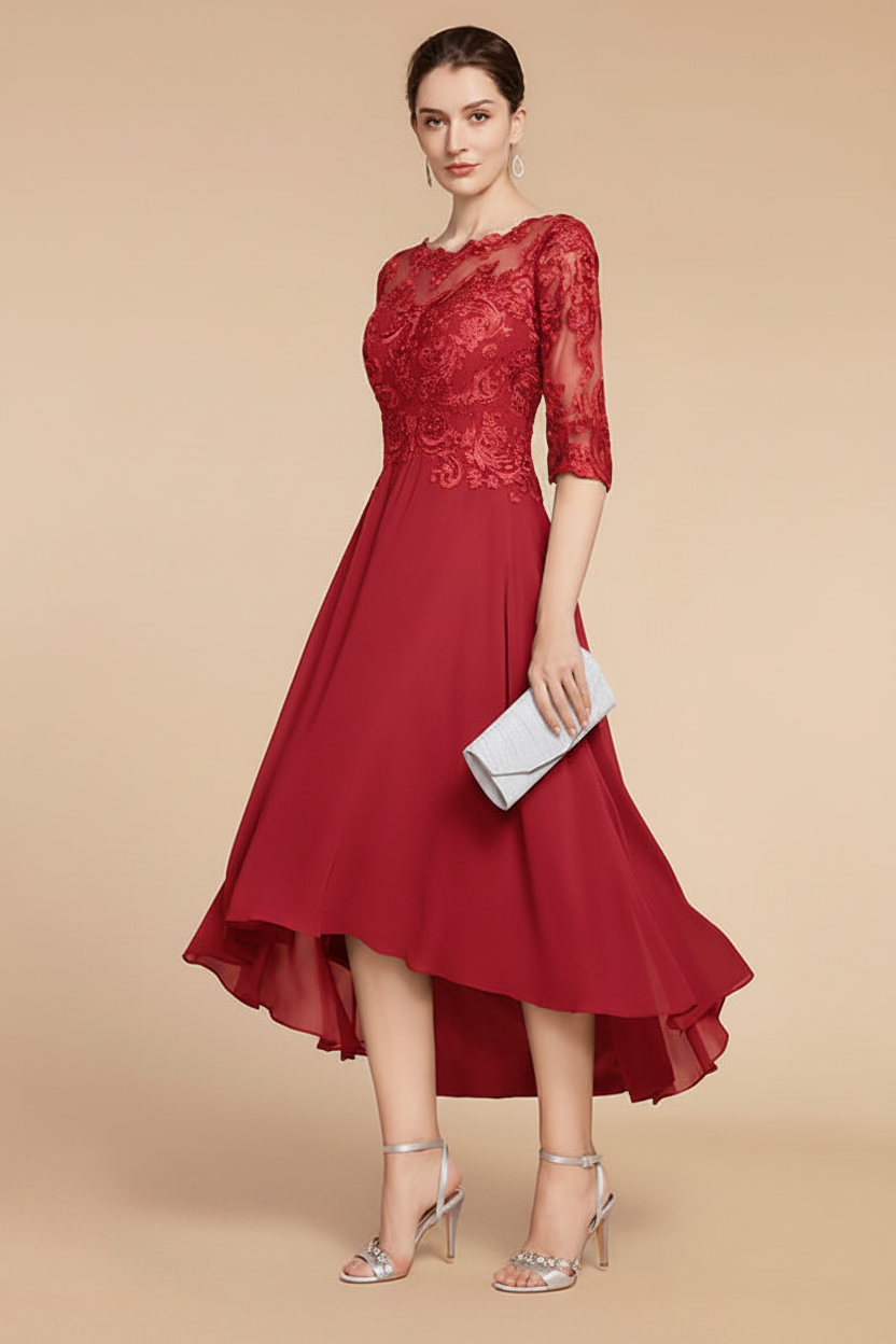 A-Line/Princess Scoop Asymmetrical Mother of the Bride Dresses