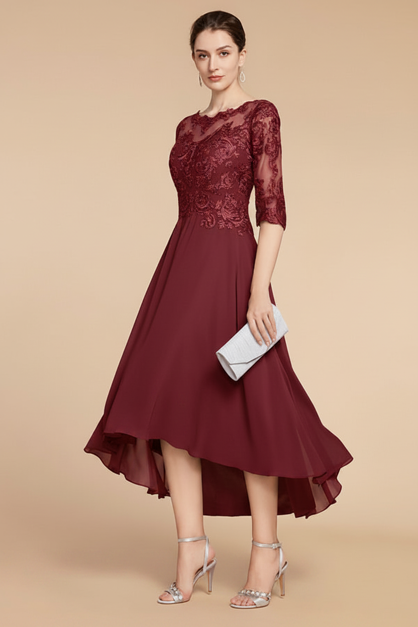 A-Line/Princess Scoop Asymmetrical Mother of the Bride Dresses