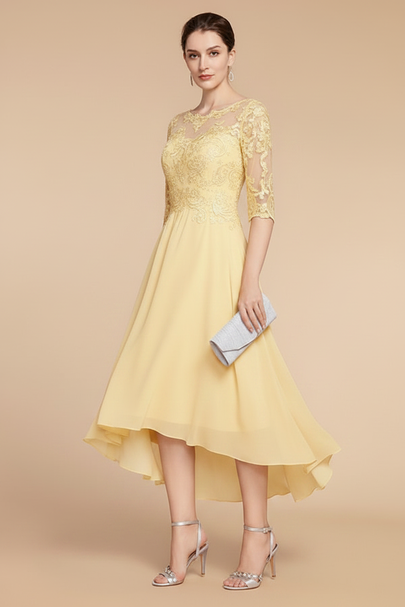 A-Line/Princess Scoop Asymmetrical Mother of the Bride Dresses