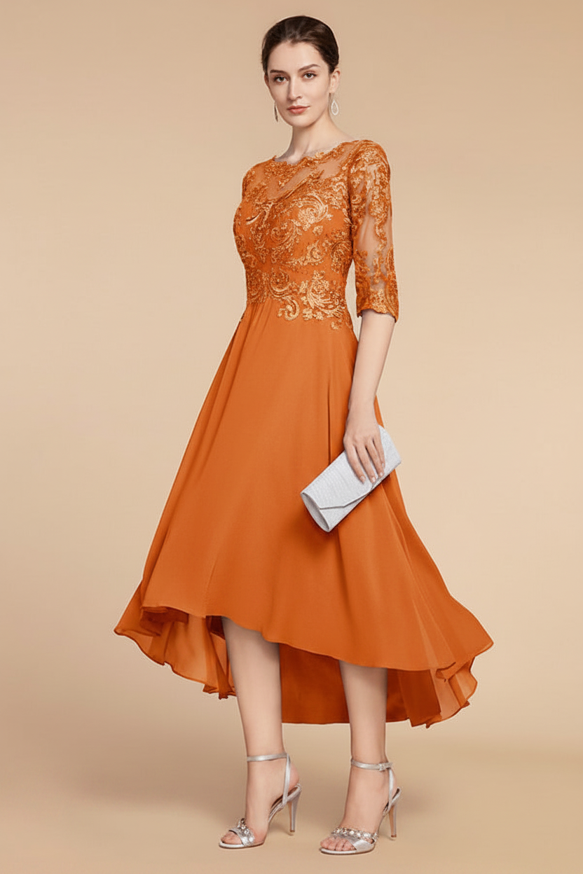 A-Line/Princess Scoop Asymmetrical Mother of the Bride Dresses