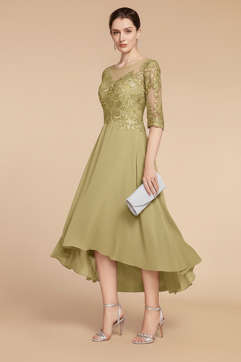 A-Line/Princess Scoop Asymmetrical Mother of the Bride Dresses