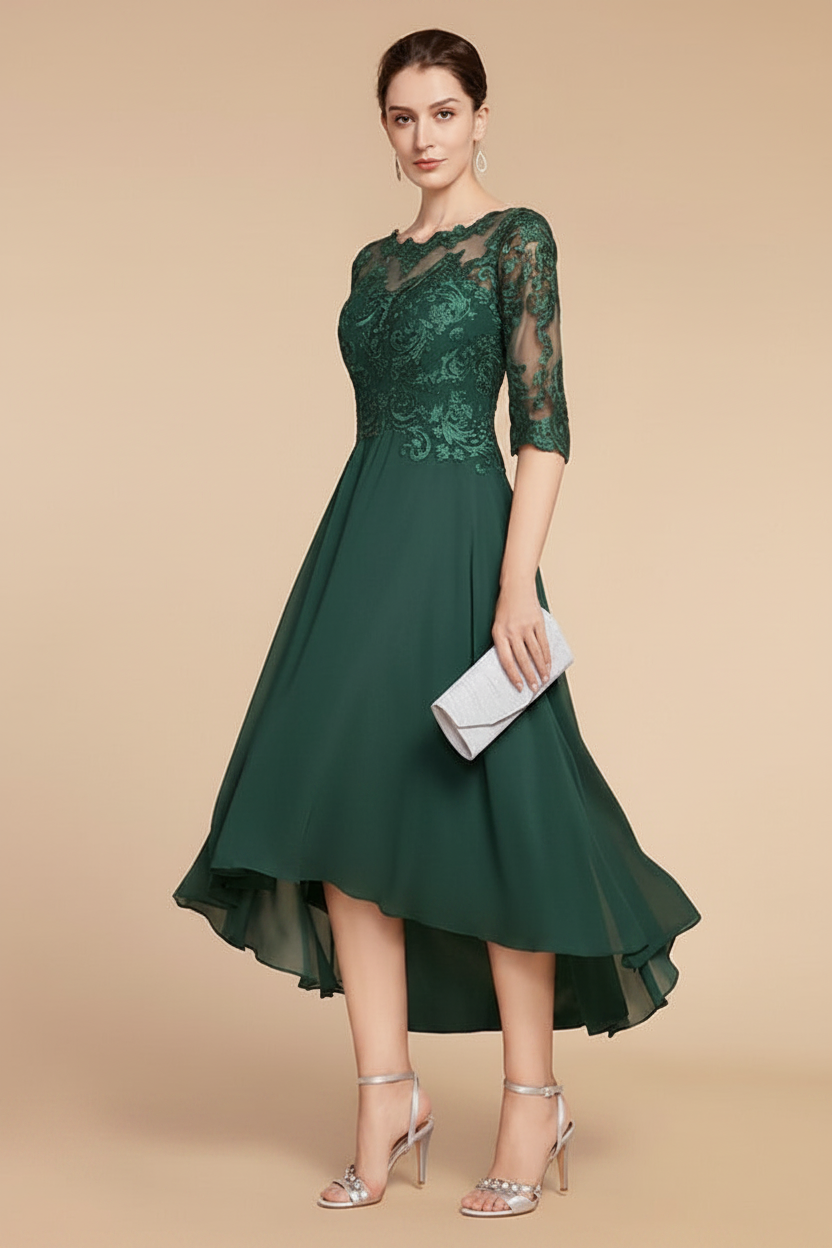 A-Line/Princess Scoop Asymmetrical Mother of the Bride Dresses