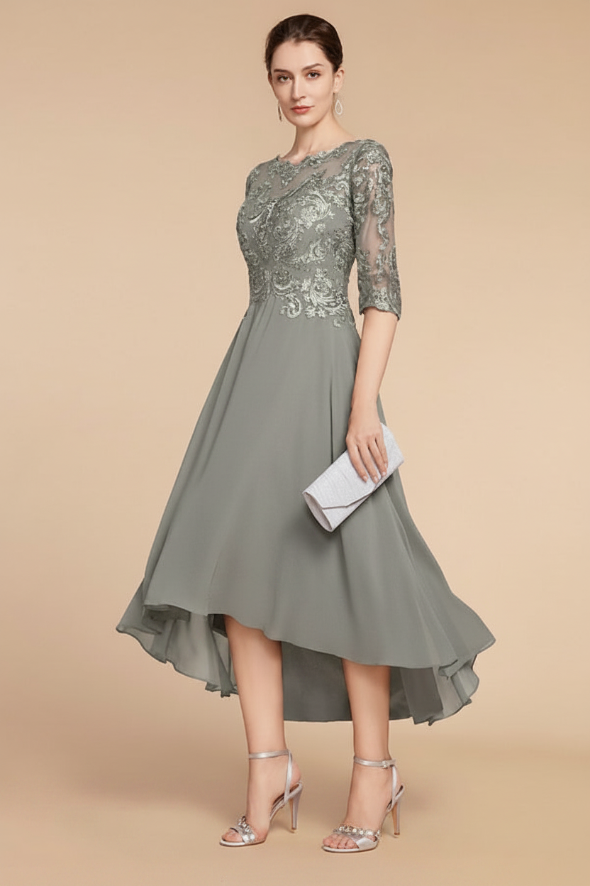 A-Line/Princess Scoop Asymmetrical Mother of the Bride Dresses
