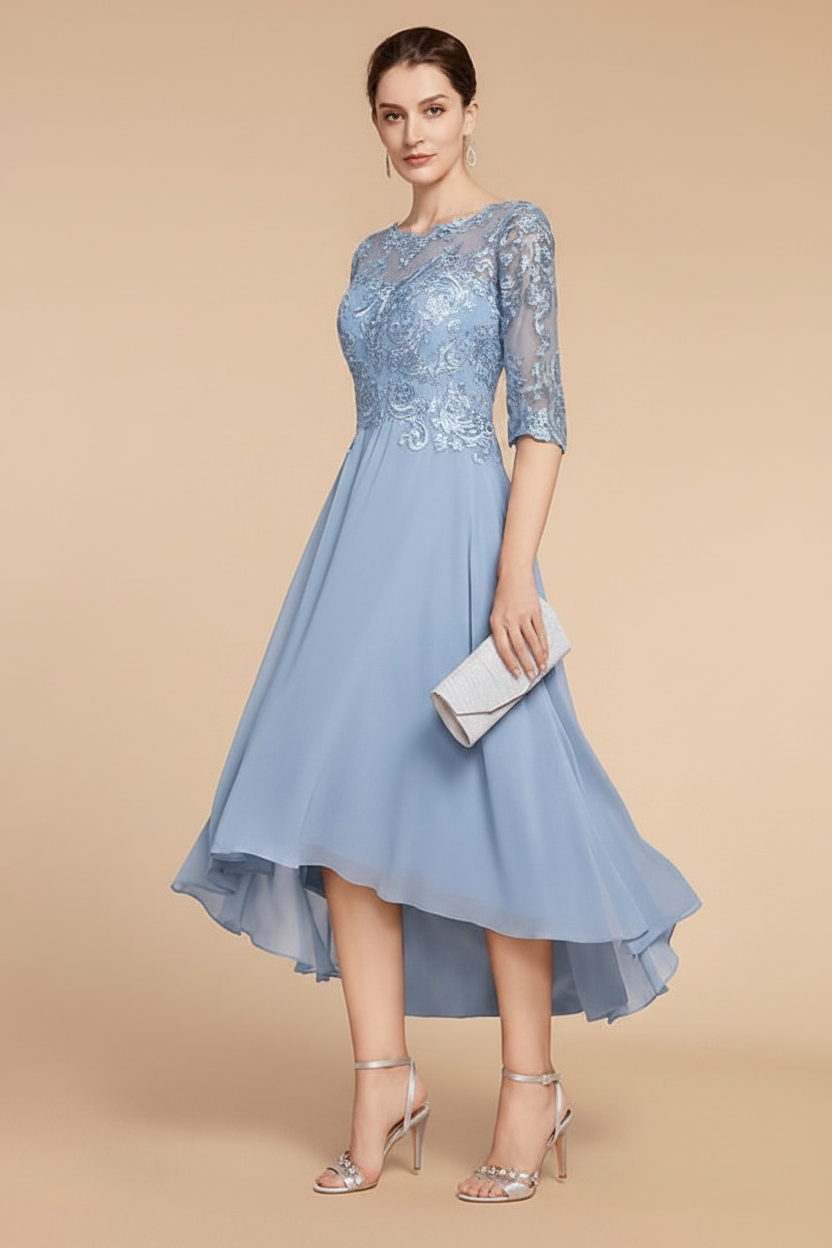 A-Line/Princess Scoop Asymmetrical Mother of the Bride Dresses