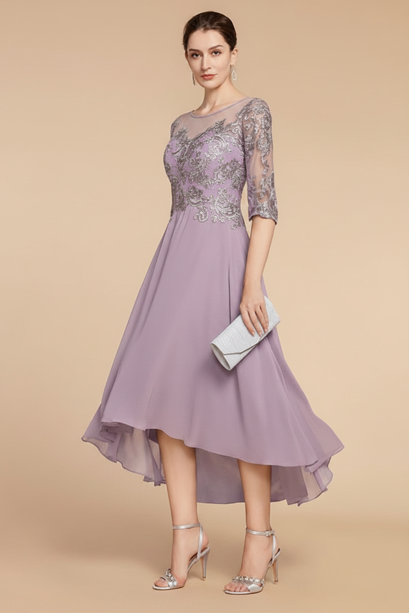 A-Line/Princess Scoop Asymmetrical Mother of the Bride Dresses