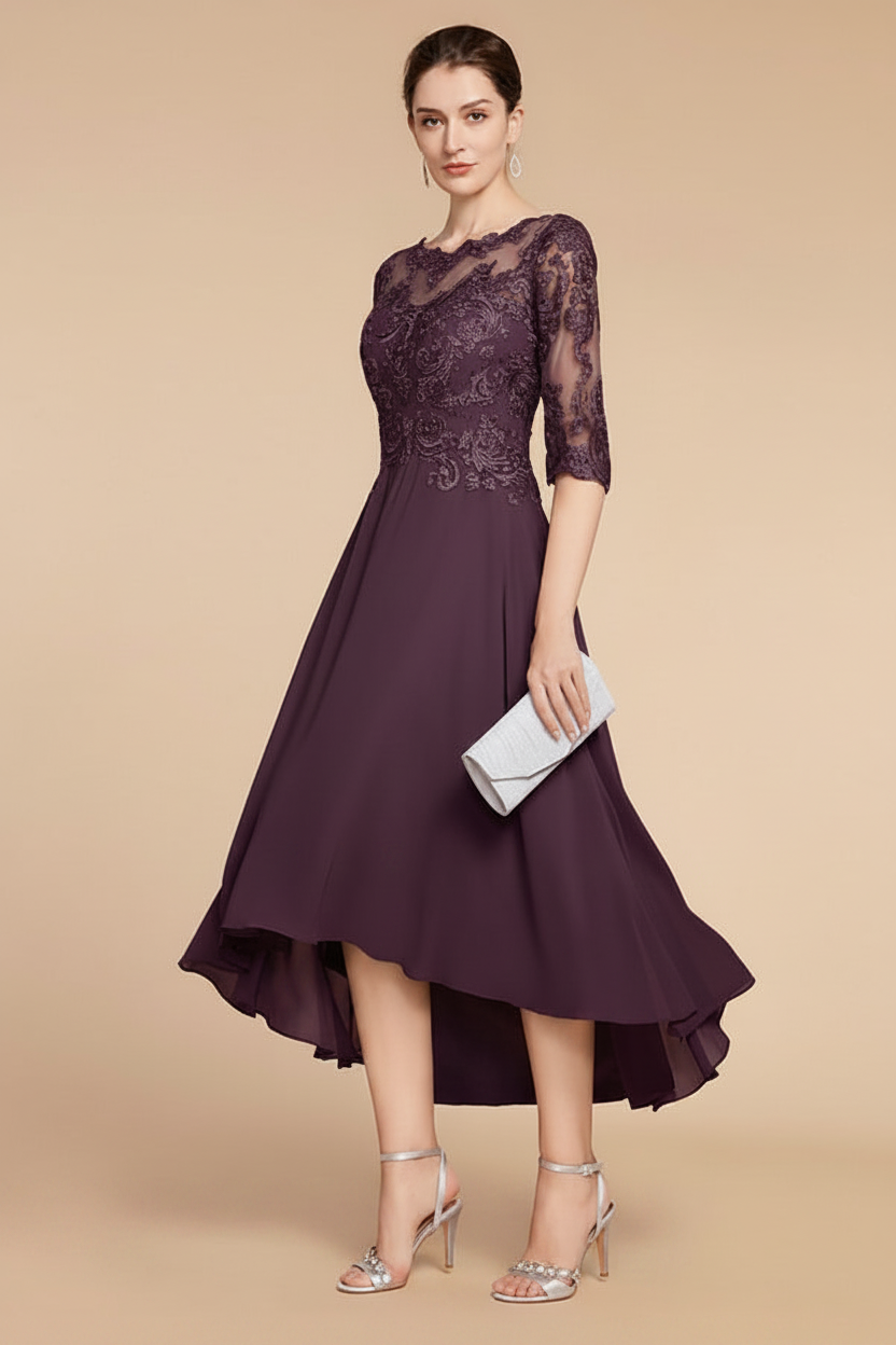 A-Line/Princess Scoop Asymmetrical Mother of the Bride Dresses
