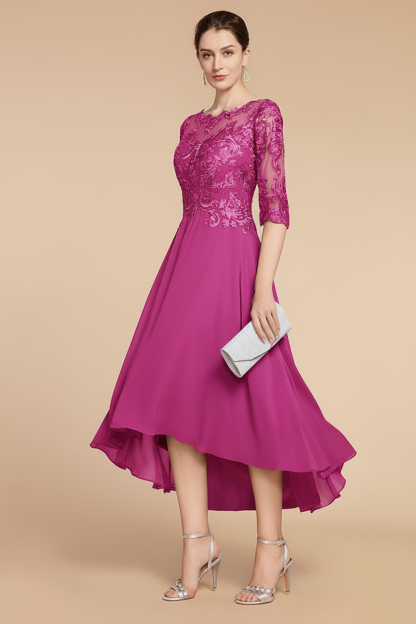 A-Line/Princess Scoop Asymmetrical Mother of the Bride Dresses