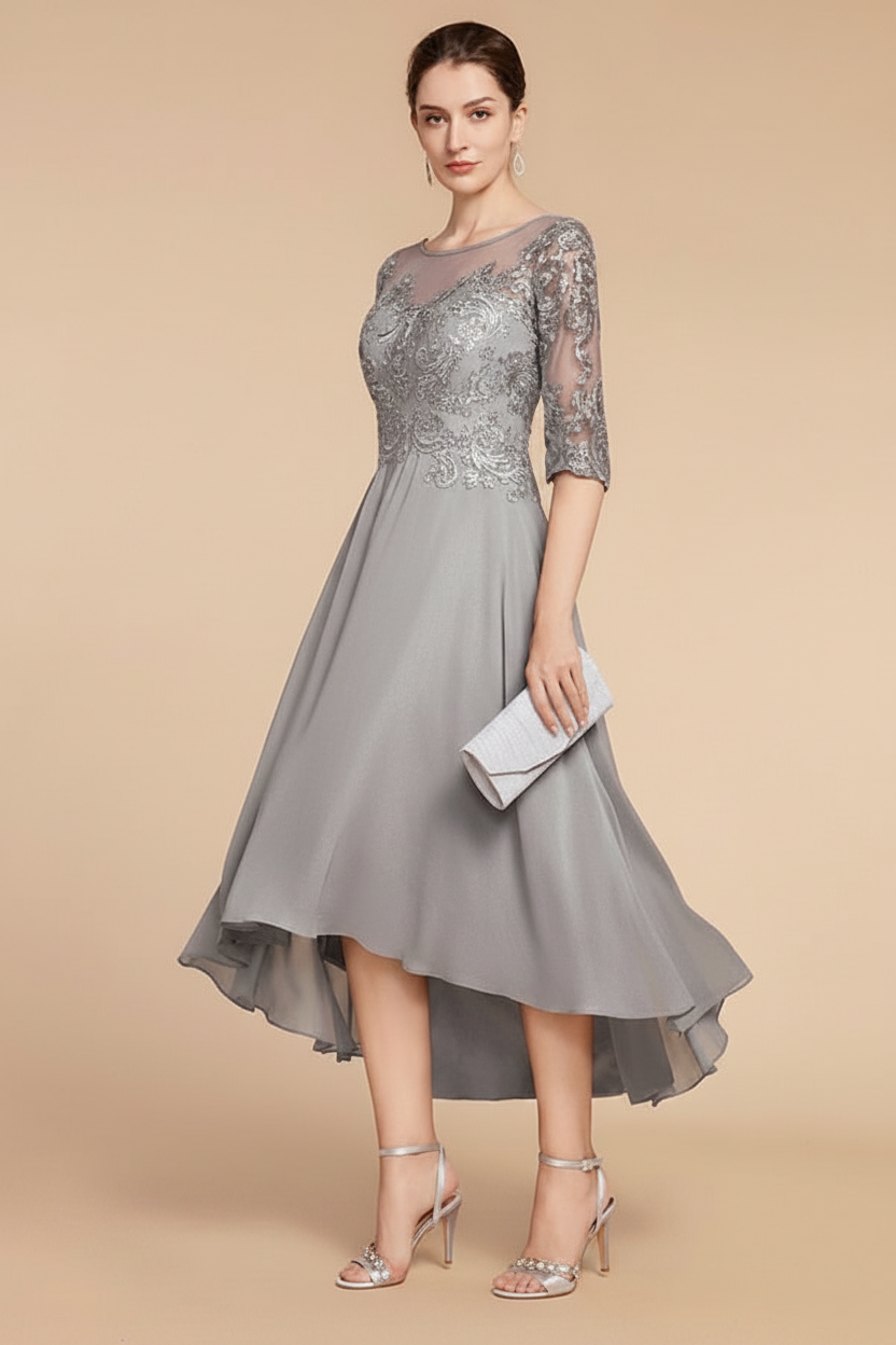 A-Line/Princess Scoop Asymmetrical Mother of the Bride Dresses
