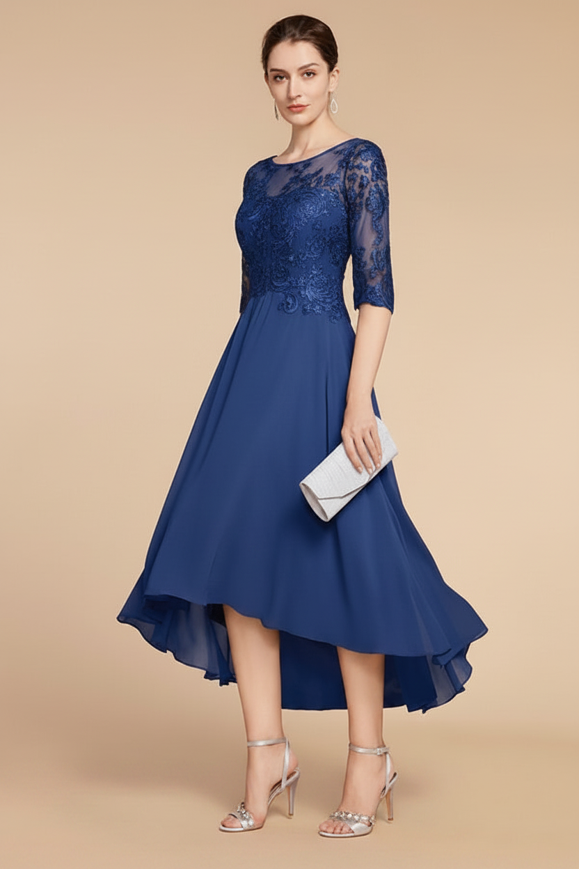 A-Line/Princess Scoop Asymmetrical Mother of the Bride Dresses