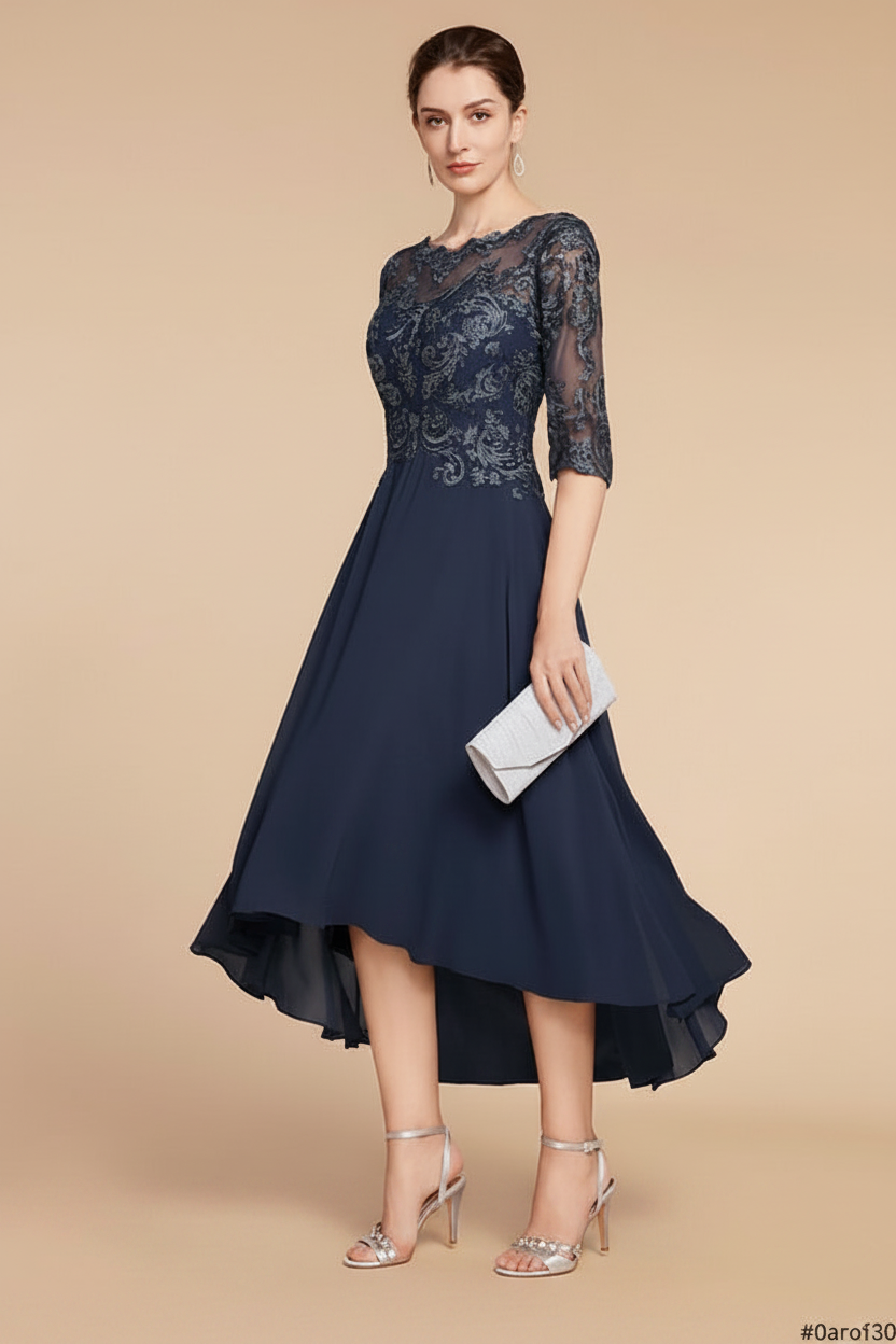 A-Line/Princess Scoop Asymmetrical Mother of the Bride Dresses