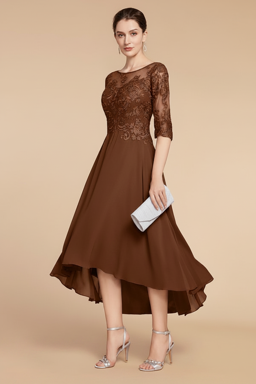 A-Line/Princess Scoop Asymmetrical Mother of the Bride Dresses