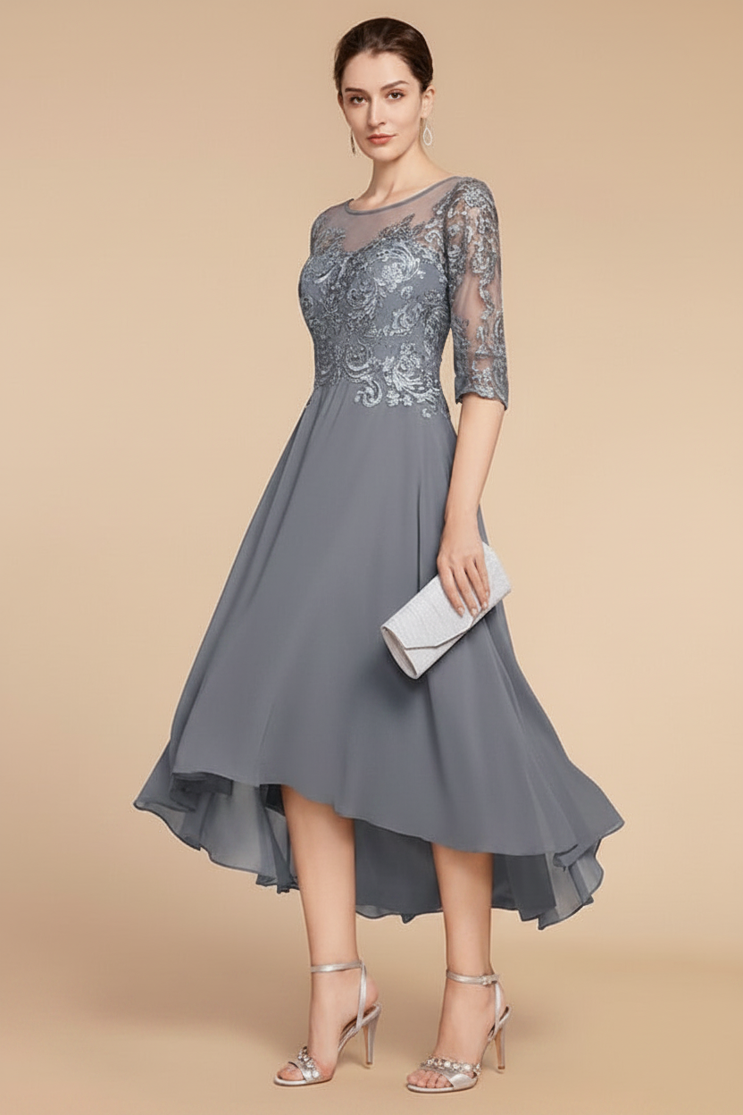 A-Line/Princess Scoop Asymmetrical Mother of the Bride Dresses