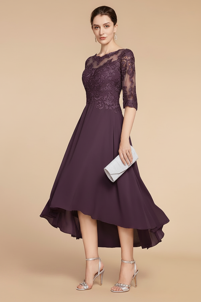 A-Line/Princess Scoop Asymmetrical Mother of the Bride Dresses