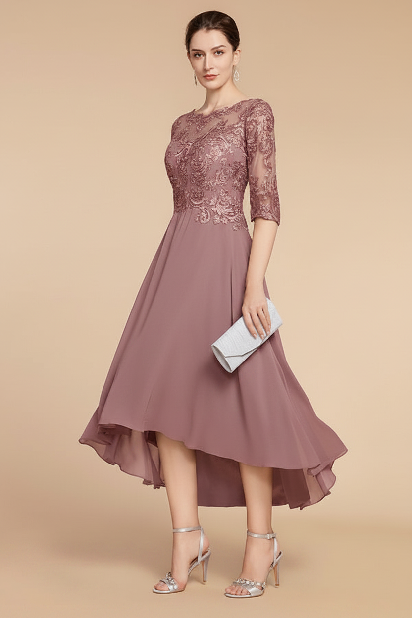 A-Line/Princess Scoop Asymmetrical Mother of the Bride Dresses