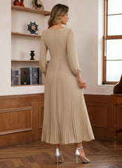 A-Line/Princess Scoop Chiffon Mother of the Bride Dresses Ankle-Length Pleated Floral Long Sleeves Flower