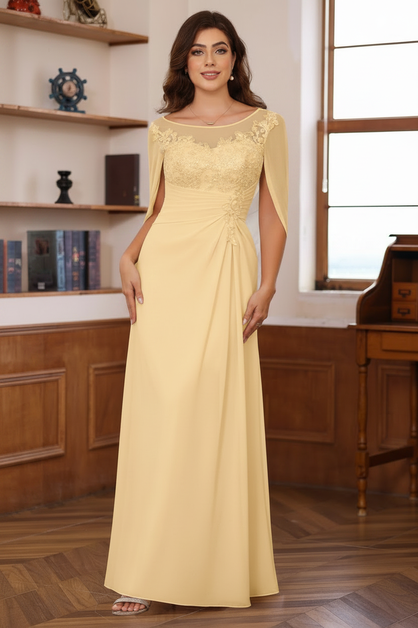 A-Line/Princess Scoop Floor-Length Plus Size Mother of the Bride Outfits with Pleated & Sequins