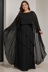 A-Line/Princess Scoop Half Sleeves Floor-Length Plus Size Mother of the Bride Dresses