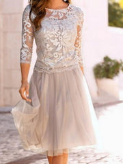 A-Line/Princess Scoop Knee-Length Mother of the Bride Dresses