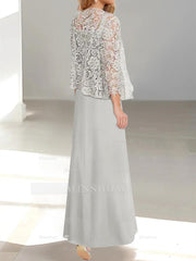 A-Line/Princess Scoop Mother of the Bride Dresses with Pleated & Lace Appliques Floor-Length