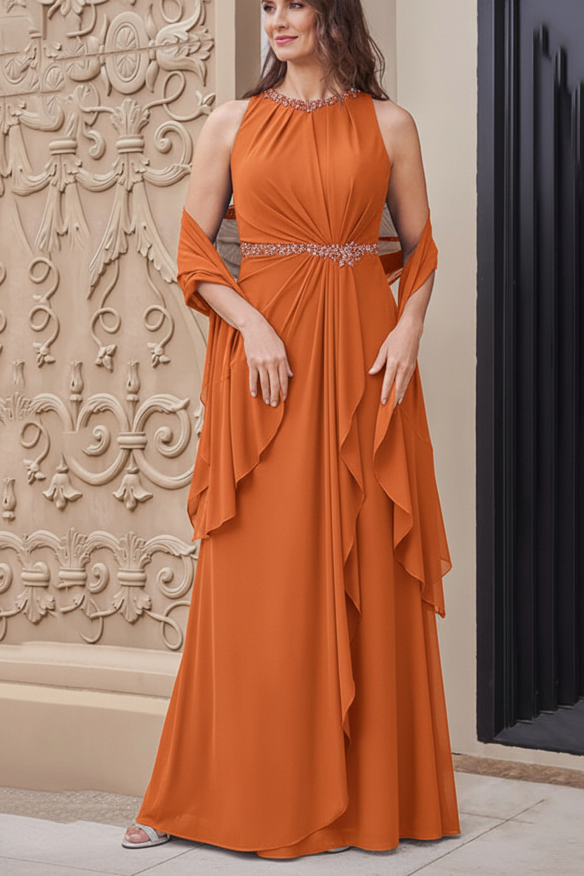 A-Line/Princess Scoop Neck Sleeveless Floor-Length Mother of the Bride Dresses with Sash