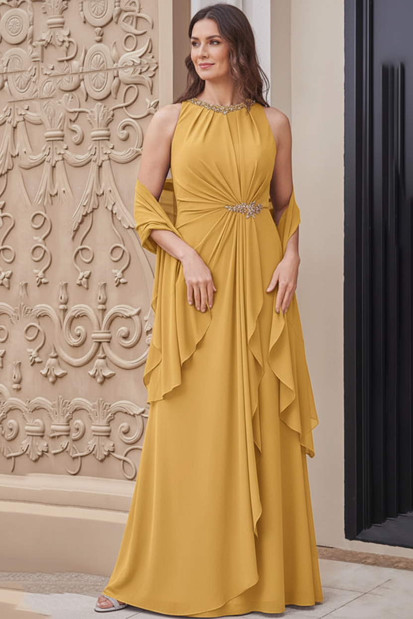 A-Line/Princess Scoop Neck Sleeveless Floor-Length Mother of the Bride Dresses with Sash