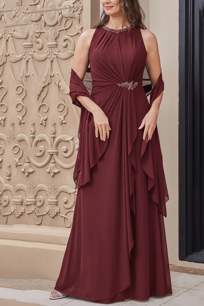 A-Line/Princess Scoop Neck Sleeveless Floor-Length Mother of the Bride Dresses with Sash