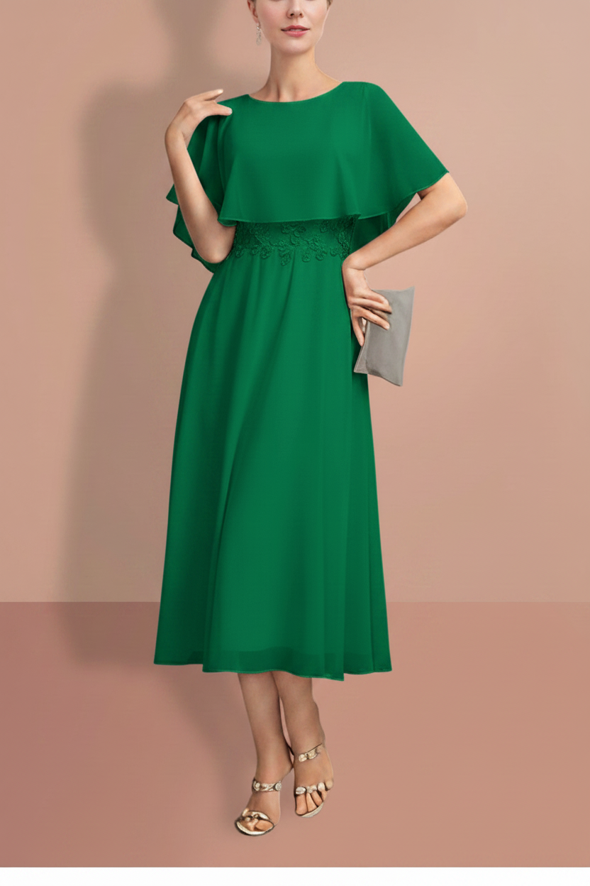 A-Line/Princess Short Sleeves Jewel Neck Mother of the Bride Dresses