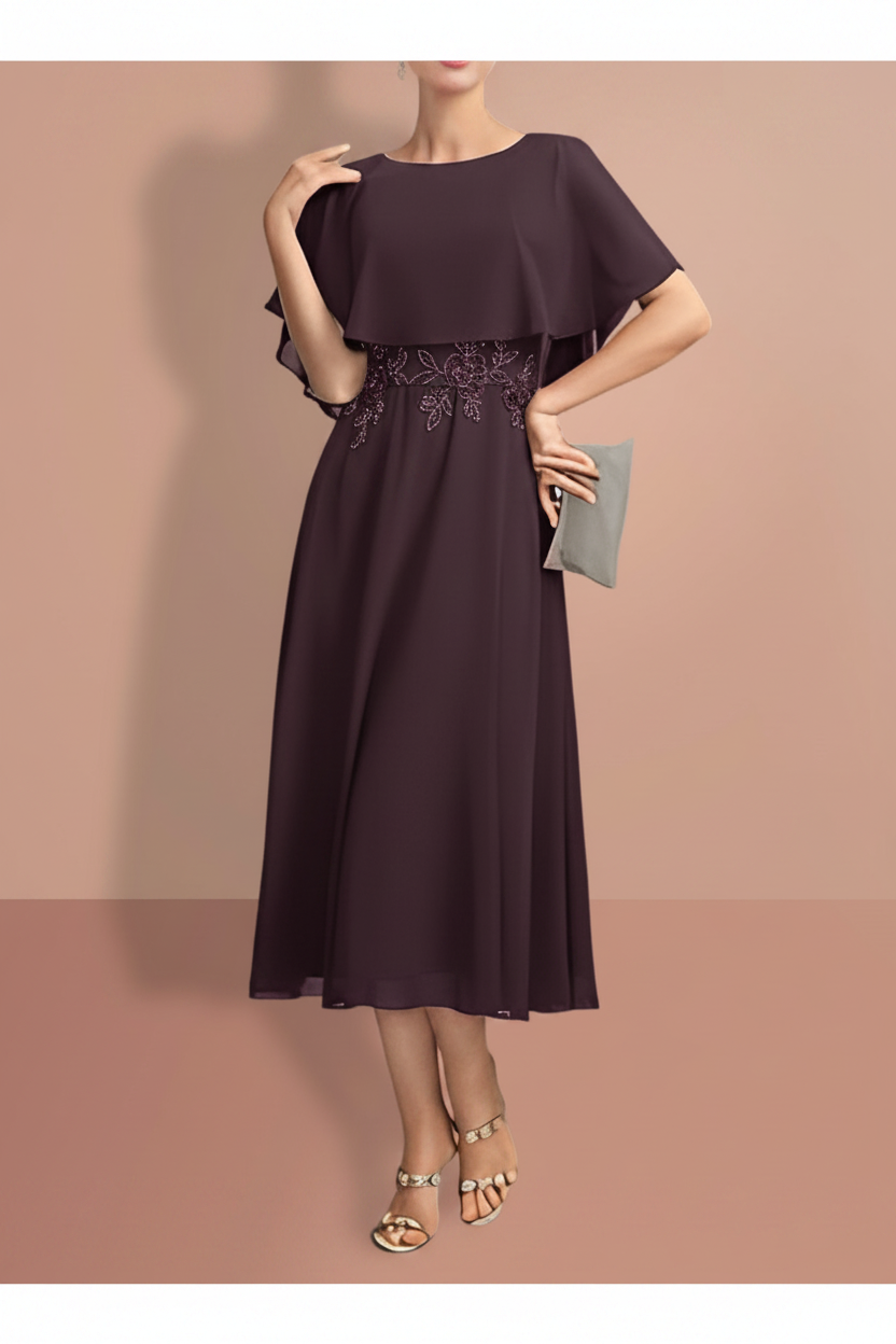 A-Line/Princess Short Sleeves Jewel Neck Mother of the Bride Dresses