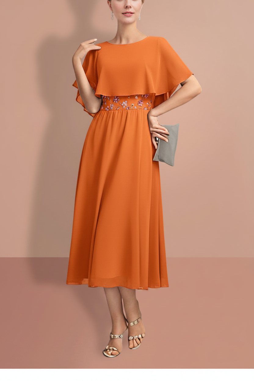 A-Line/Princess Short Sleeves Jewel Neck Mother of the Bride Dresses