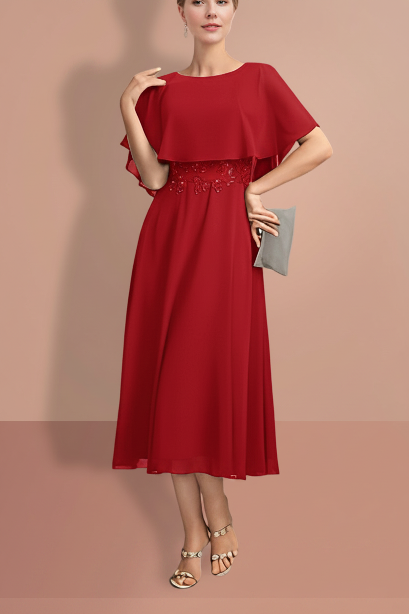 A-Line/Princess Short Sleeves Jewel Neck Mother of the Bride Dresses