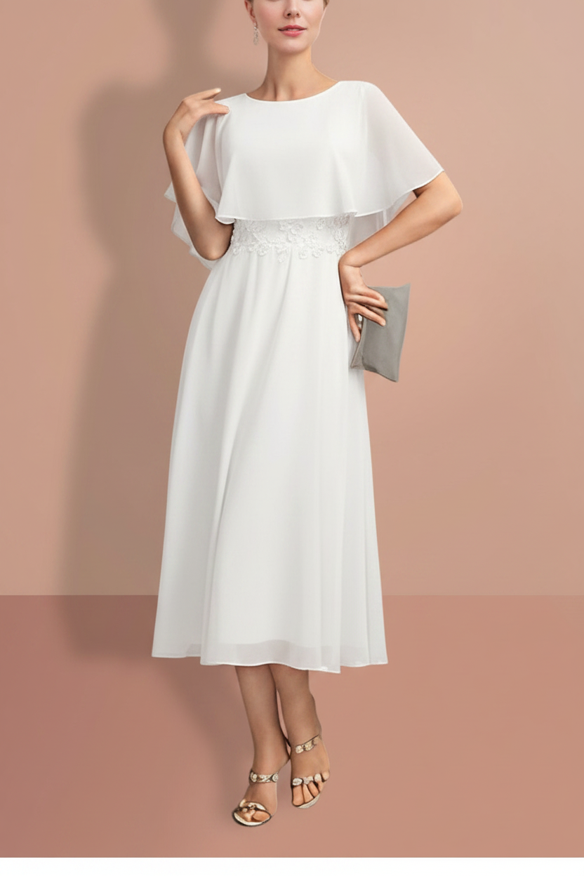 A-Line/Princess Short Sleeves Jewel Neck Mother of the Bride Dresses