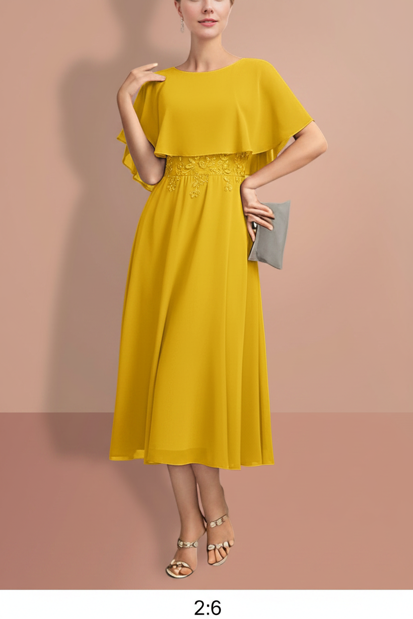 A-Line/Princess Short Sleeves Jewel Neck Mother of the Bride Dresses