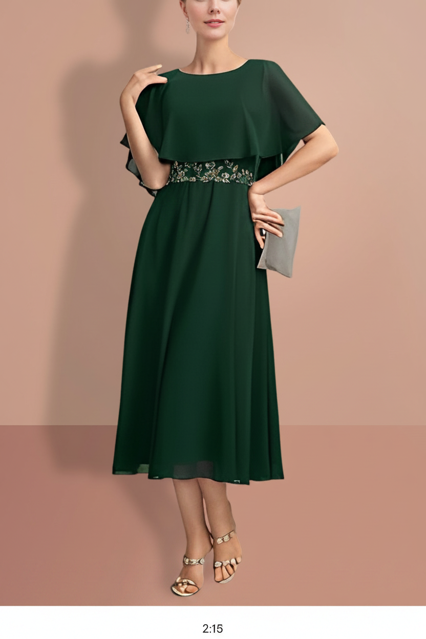 A-Line/Princess Short Sleeves Jewel Neck Mother of the Bride Dresses