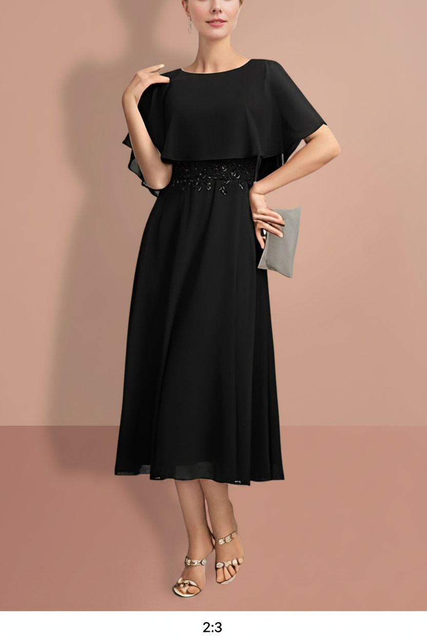 A-Line/Princess Short Sleeves Jewel Neck Mother of the Bride Dresses