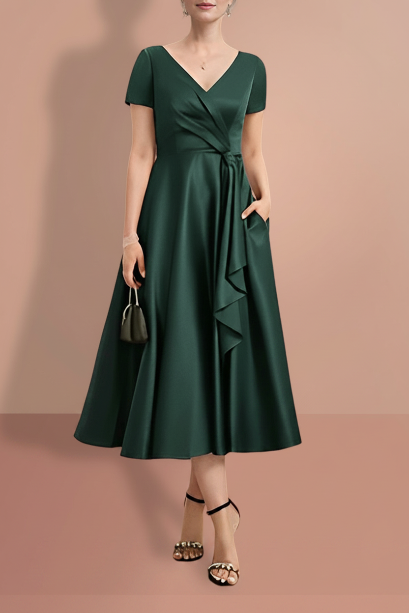 A-Line/Princess Short Sleeves V Neck Mother of the Bride Dresses