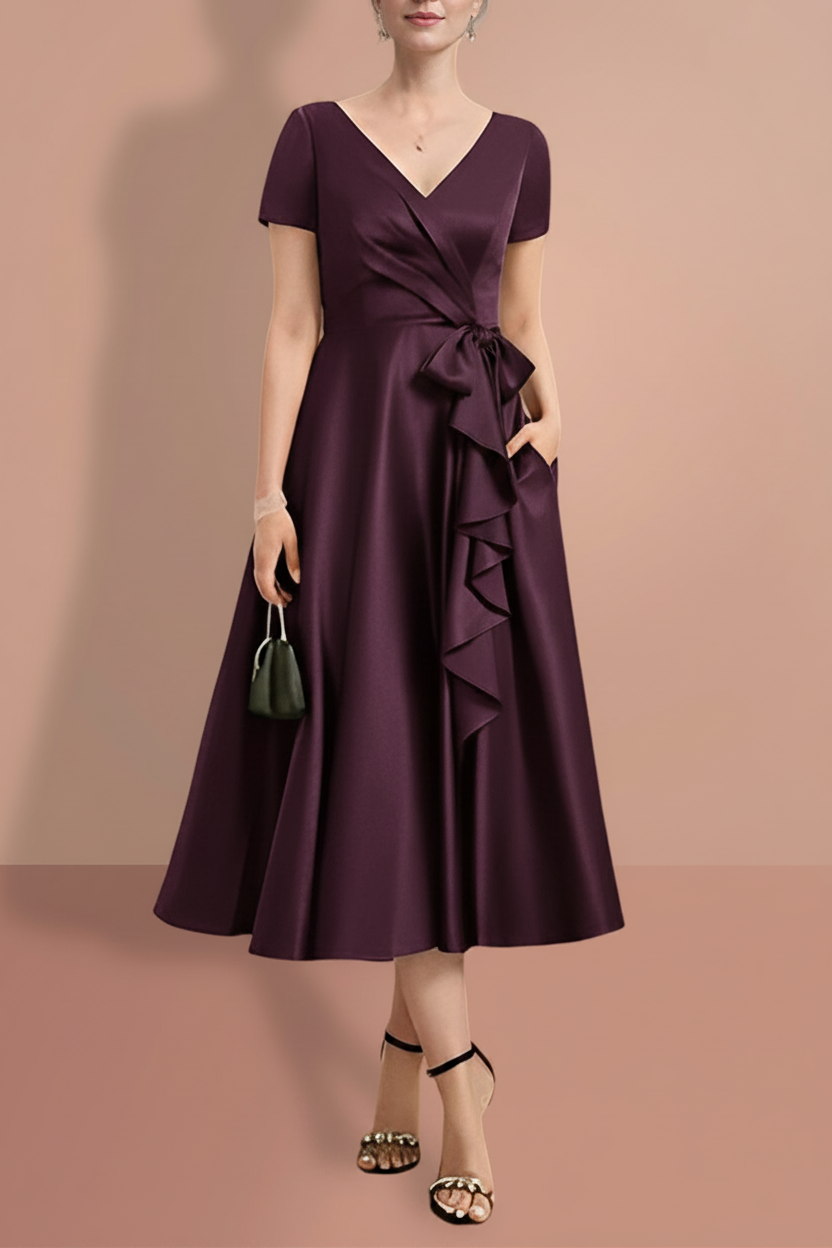 A-Line/Princess Short Sleeves V Neck Mother of the Bride Dresses