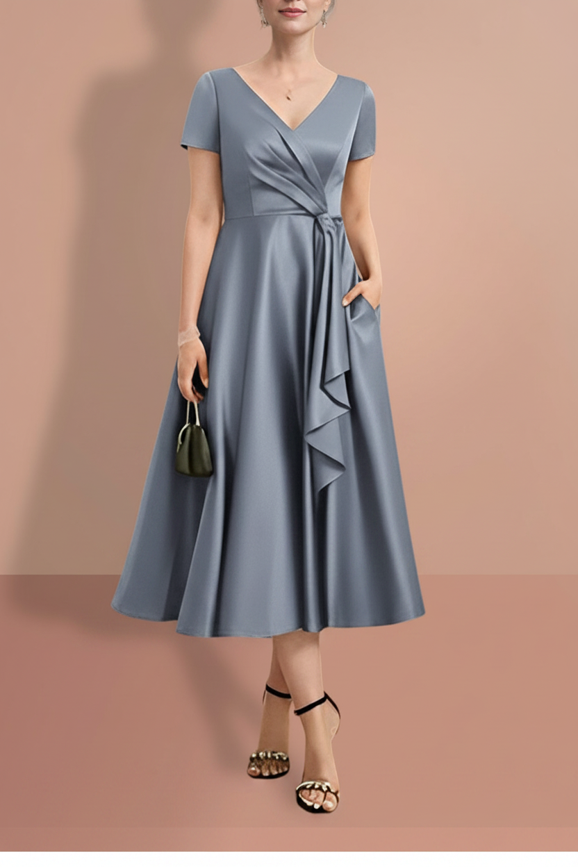 A-Line/Princess Short Sleeves V Neck Mother of the Bride Dresses