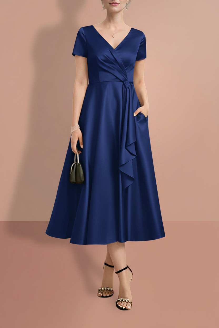 A-Line/Princess Short Sleeves V Neck Mother of the Bride Dresses