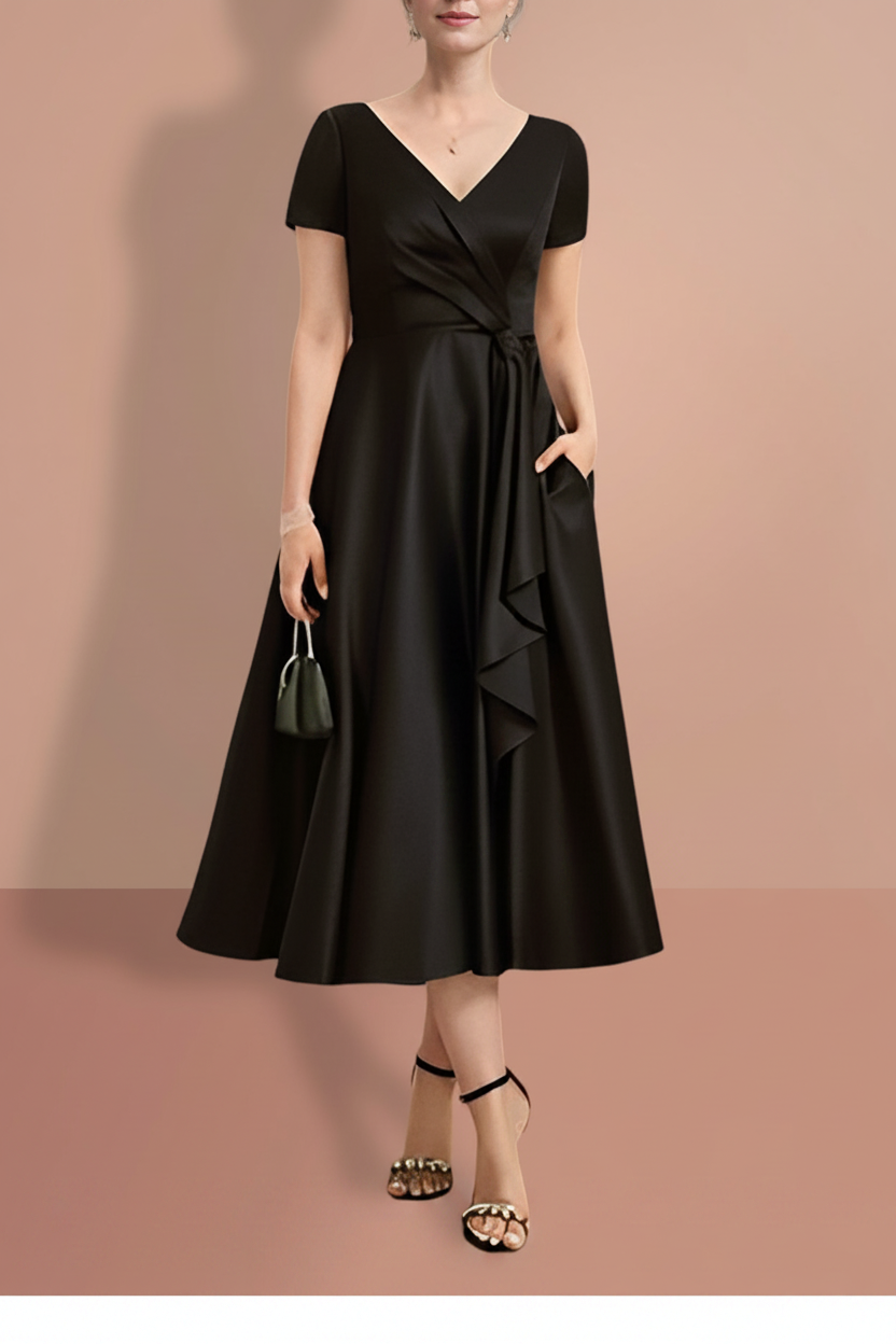 A-Line/Princess Short Sleeves V Neck Mother of the Bride Dresses