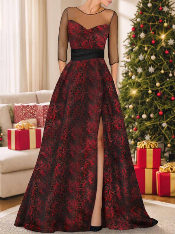 A-Line/Princess Sweetheart Mother Of The Bride & Groom Dresses With Printed Flower & High Split