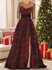 A-Line/Princess Sweetheart Mother Of The Bride & Groom Dresses With Printed Flower & High Split
