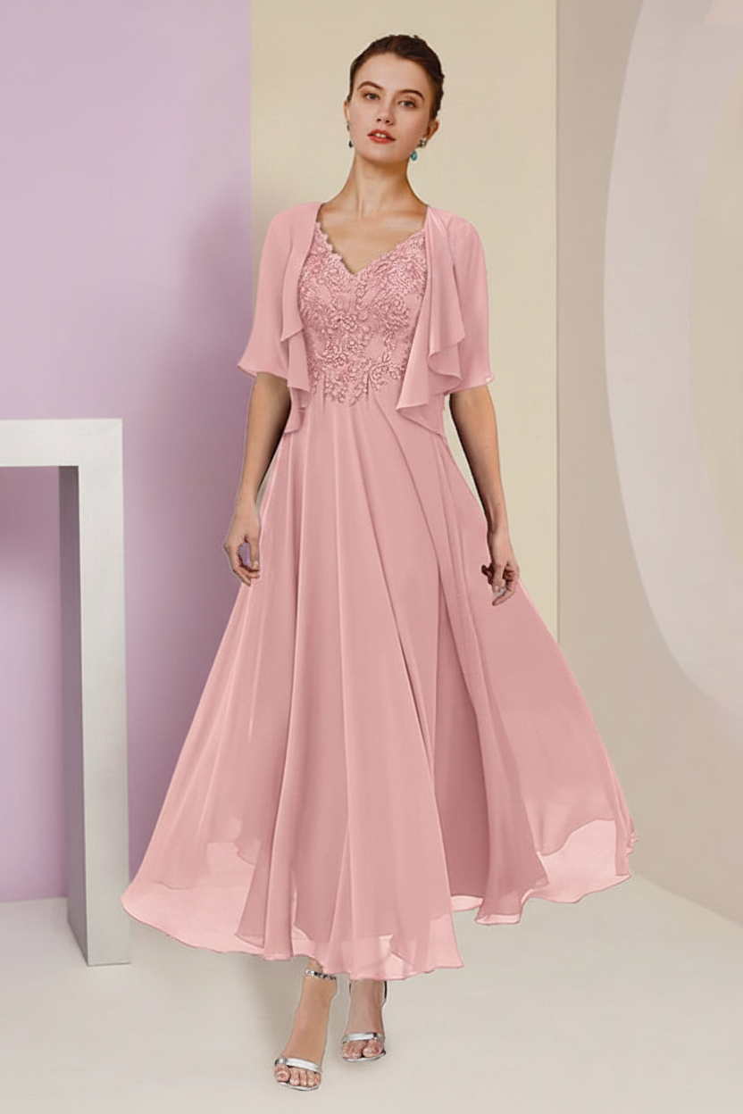 A-Line/Princess V-Neck Ankle-Length Mother of the Bride Dresses