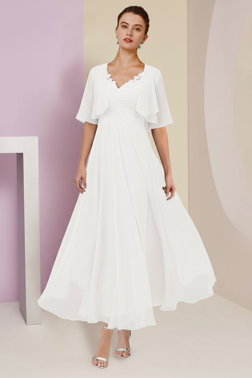 A-Line/Princess V-Neck Ankle-Length Mother of the Bride Dresses