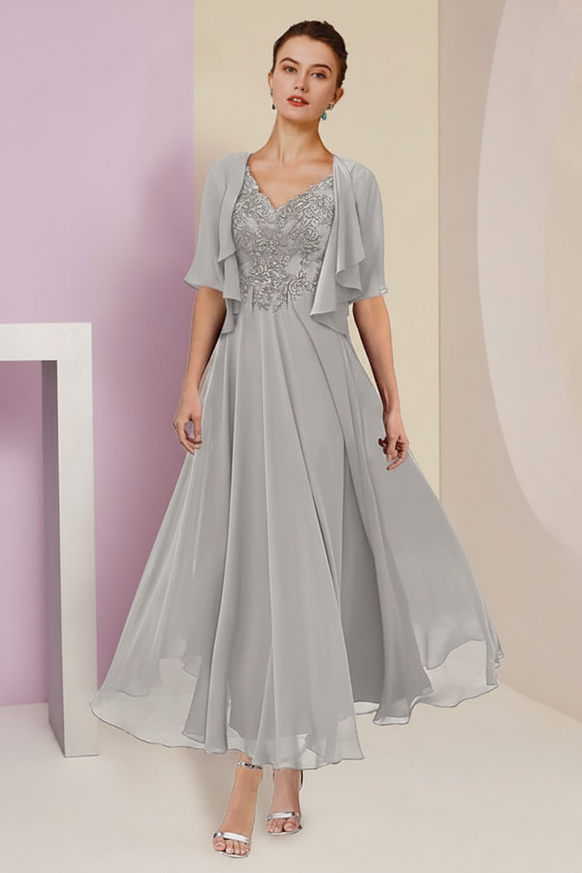 A-Line/Princess V-Neck Ankle-Length Mother of the Bride Dresses