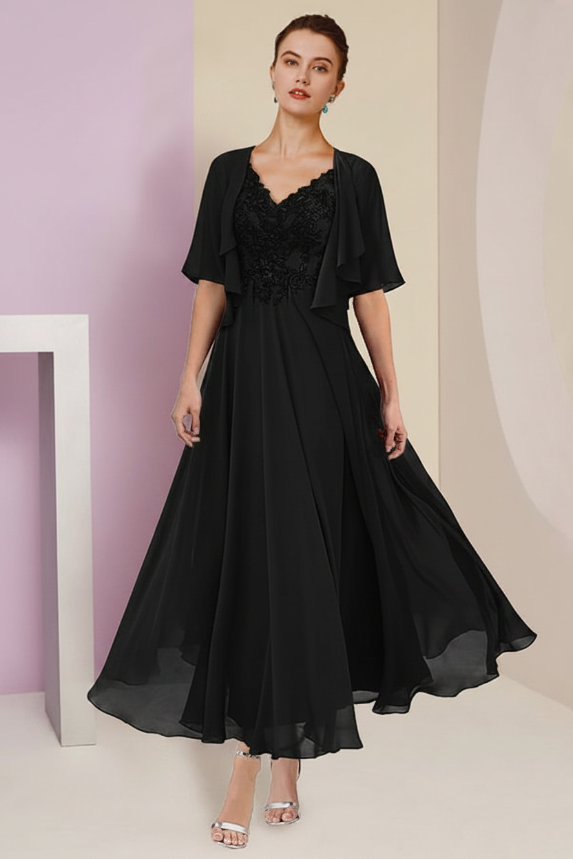 A-Line/Princess V-Neck Ankle-Length Mother of the Bride Dresses