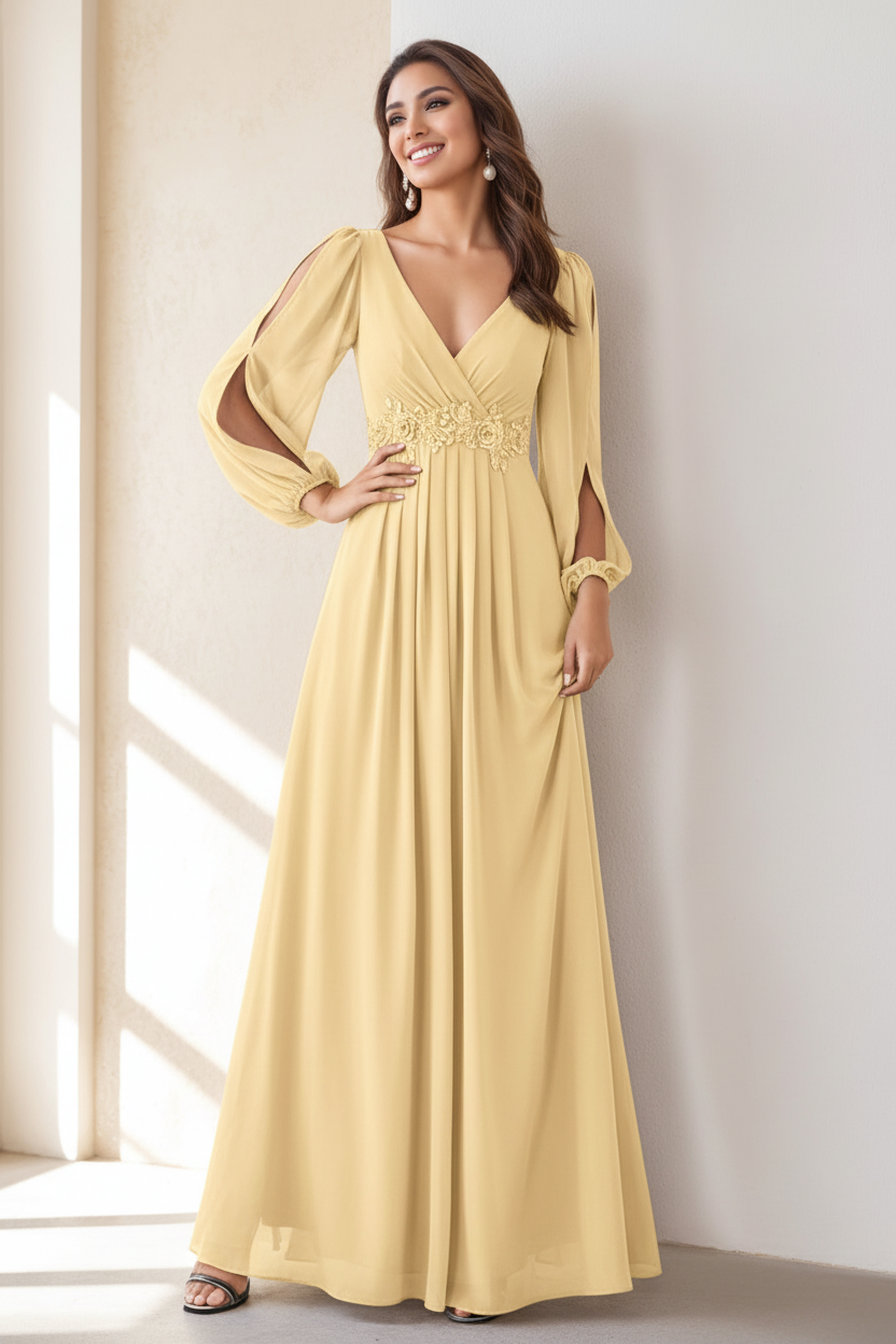 A-Line/Princess V-Neck Floor Length Elegant Mother of the Bride Dresses With Embroidery