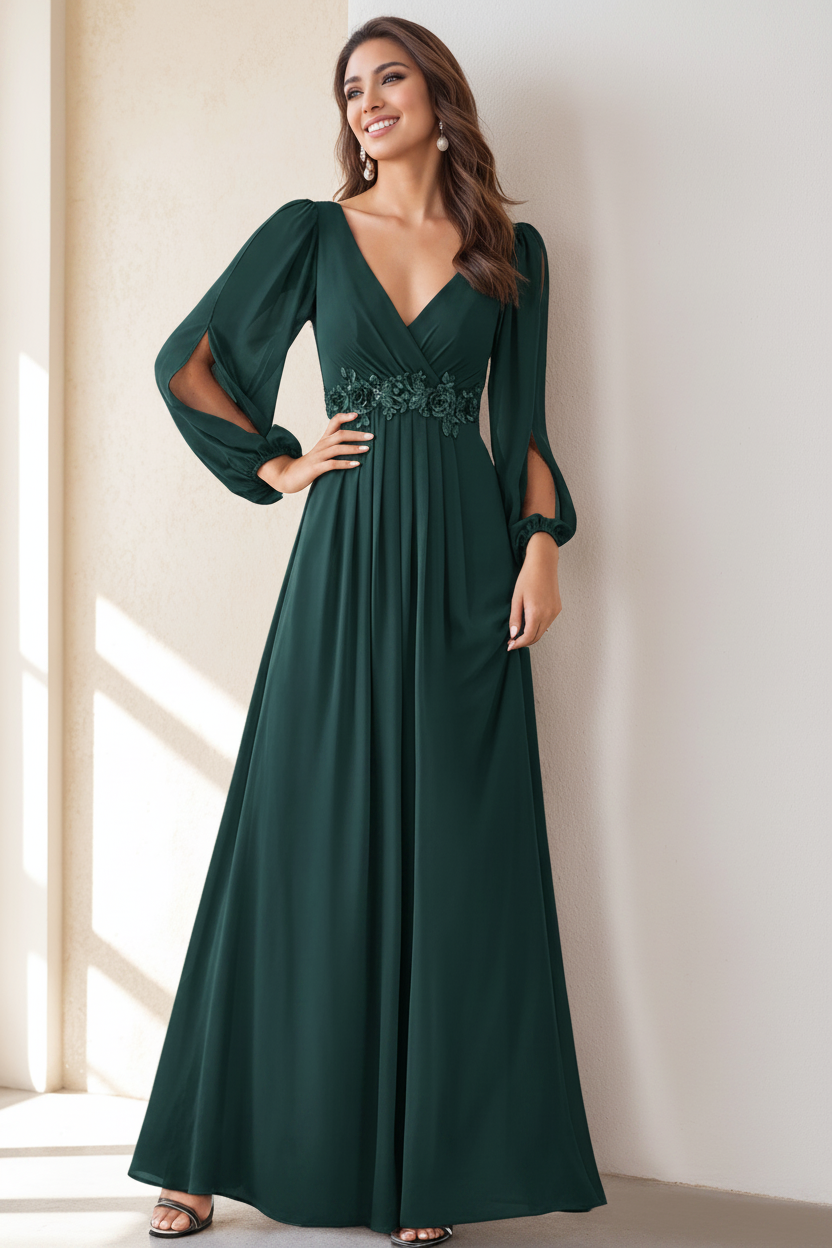 A-Line/Princess V-Neck Floor Length Elegant Mother of the Bride Dresses With Embroidery